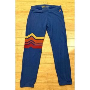 Aviator Nation Sweatpants‎ Women Unisex Size XS Stripe Navy Joggers Retro Comfy